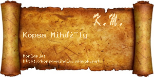 Kopsa Mihály névjegykártya